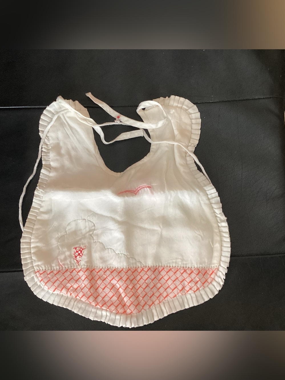 Vtg. Baby bib made in 1920s-1940s. The Foreign stamp(tag) was used on items